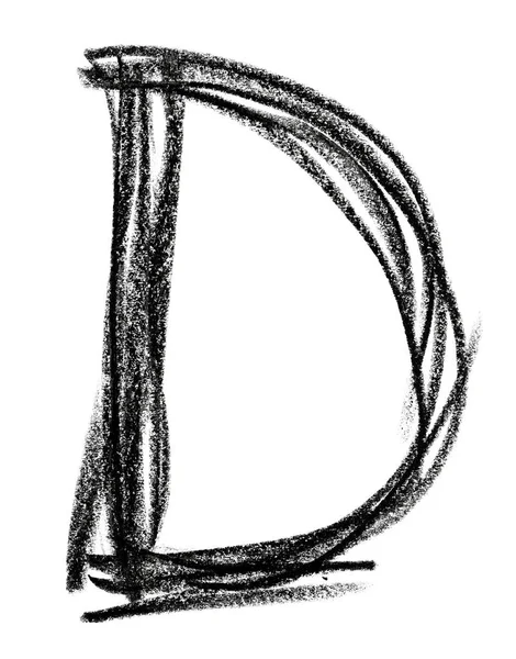 Odręczny szkic czarnej litery D — Zdjęcie stockowe