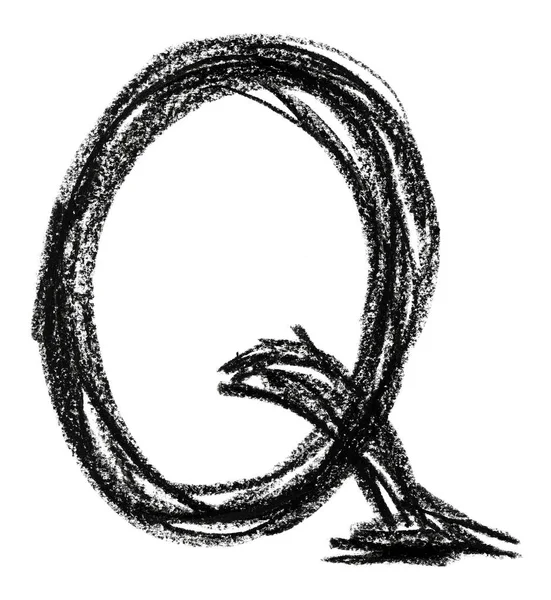 Håndskreven skitse sort bogstav Q - Stock-foto
