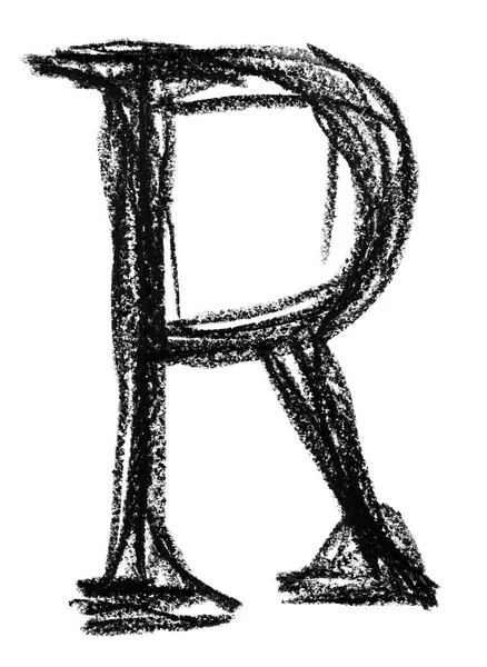 Handgeschreven schets zwarte Letter R — Stockfoto