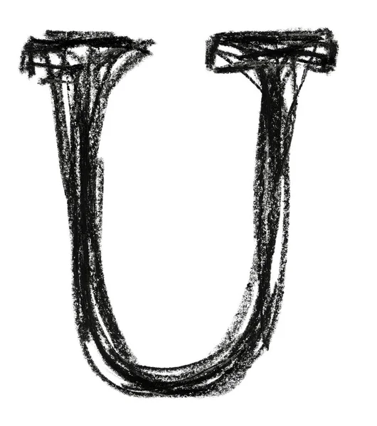 Handwritten sketch black Letter U — Stock Photo, Image