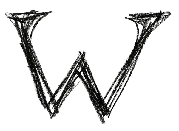 Handskrivna skiss svart bokstaven W — Stockfoto