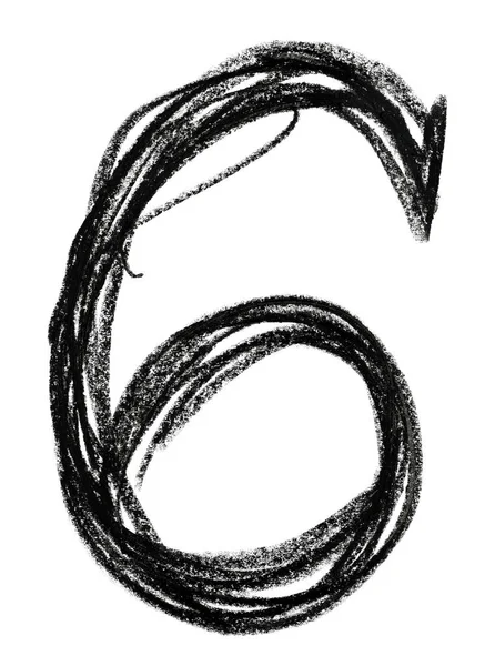 Odręczny szkic czarny numer 6 — Zdjęcie stockowe