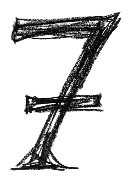 Handskrivna skiss svart nummer 7 — Stockfoto