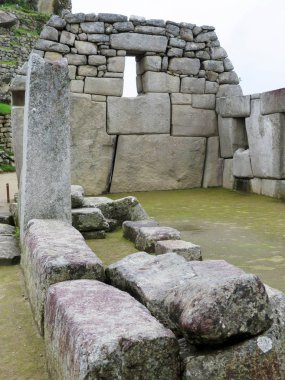 Teras ve eski evler Machu Picchu