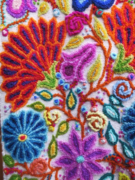 Peruanska handgjord blomma ylle tyg — Stockfoto