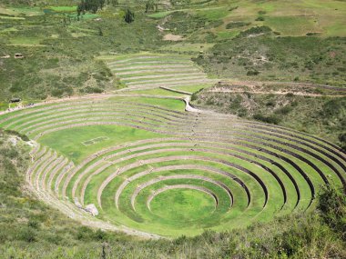 Peru, Moray, antik Inca dairesel teraslar olası orada olduğunu th