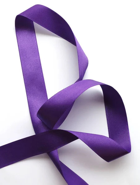 Purple ribbon over white background, design element — Stock Photo, Image