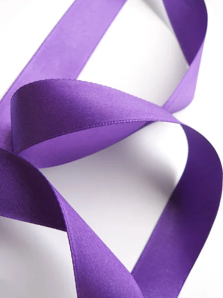 Purple ribbon over white background, design element — Stock Photo, Image