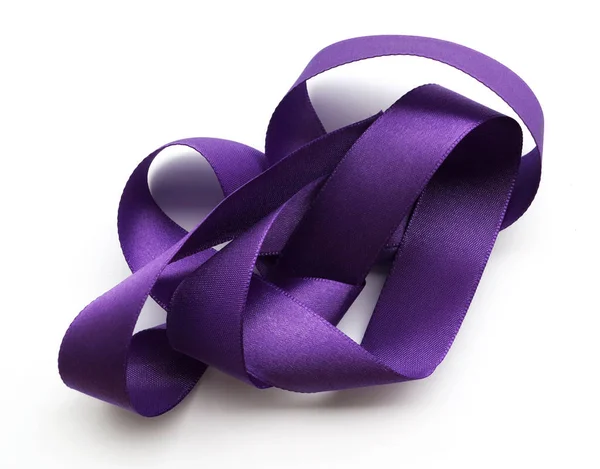 Purple ribbon over white background, design element — Stock Photo, Image