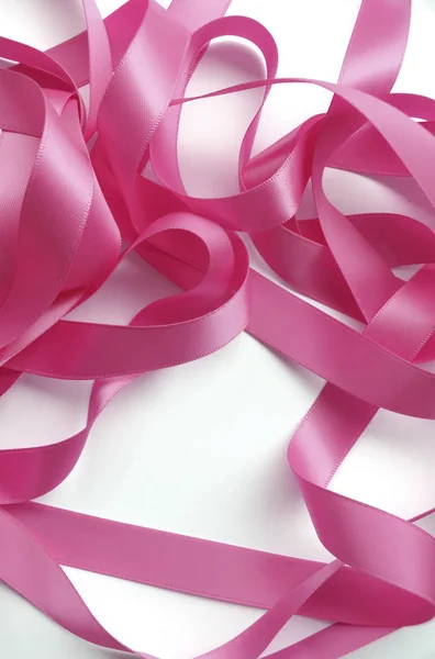 Pink ribbon over white background, design element — Stock Photo, Image