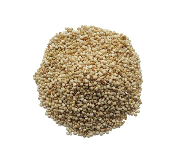 Closeup Raw couscous griesmeel geïsoleerd op witte achtergrond — Stockfoto