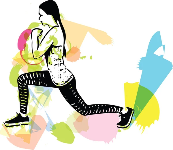 Fitness mujer abstracta, cuerpo femenino entrenado — Vector de stock