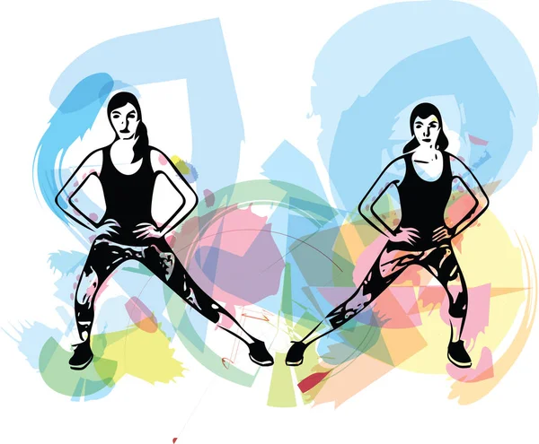 Fitness mujer abstracta, cuerpo femenino entrenado — Vector de stock