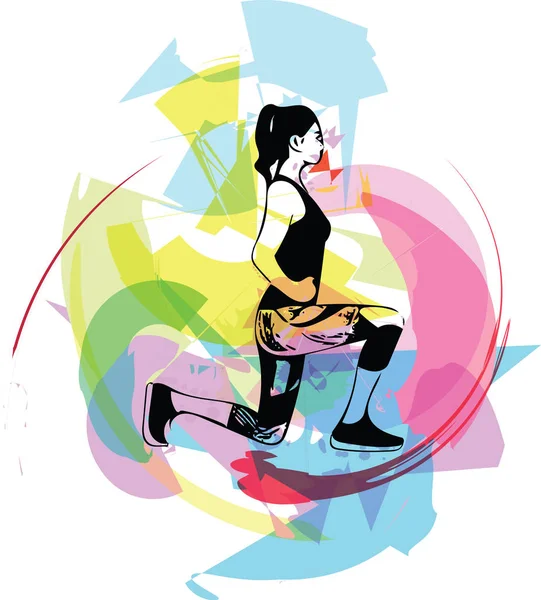 抽象的健身女人，受过训练的女性身体 — 图库矢量图片