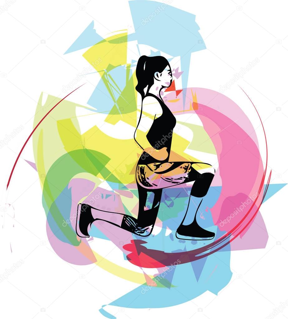 abstract fitness woman, trained female body