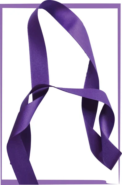 Purple ribbon over white background, design element. — Stock Vector
