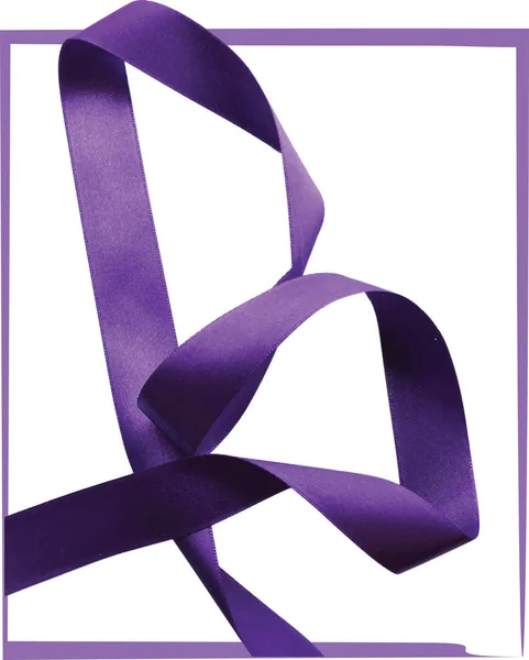 Purple ribbon over white background, design element. — Stock Vector