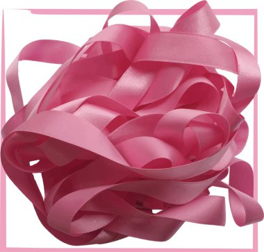 Beyaz arkaplan üzerinde pembe kurdele, tasarım ögesi. 