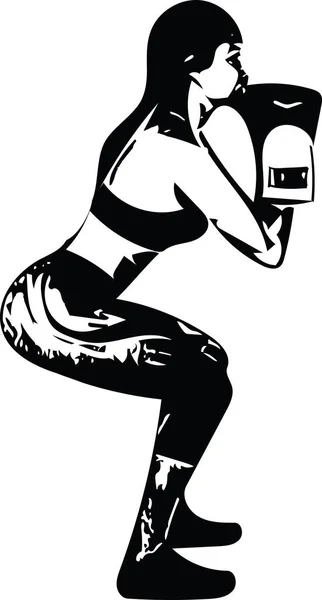 Boxerský trénink žena v tělocvičně Noste rukavice — Stockový vektor