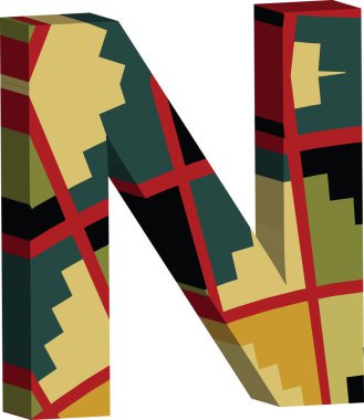 3D yazı tipi harf n