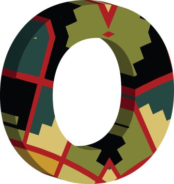 3D yazı tipi harf o