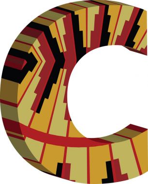 3D yazı tipi harf c