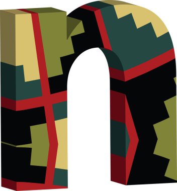 3D yazı tipi harf n