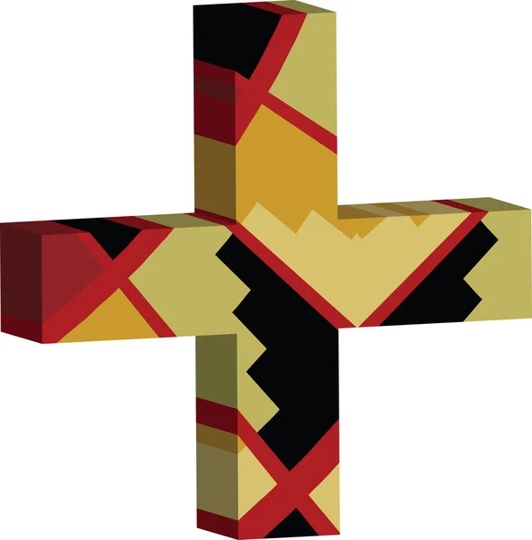 3D-Kreuz-Symbol — Stockvektor