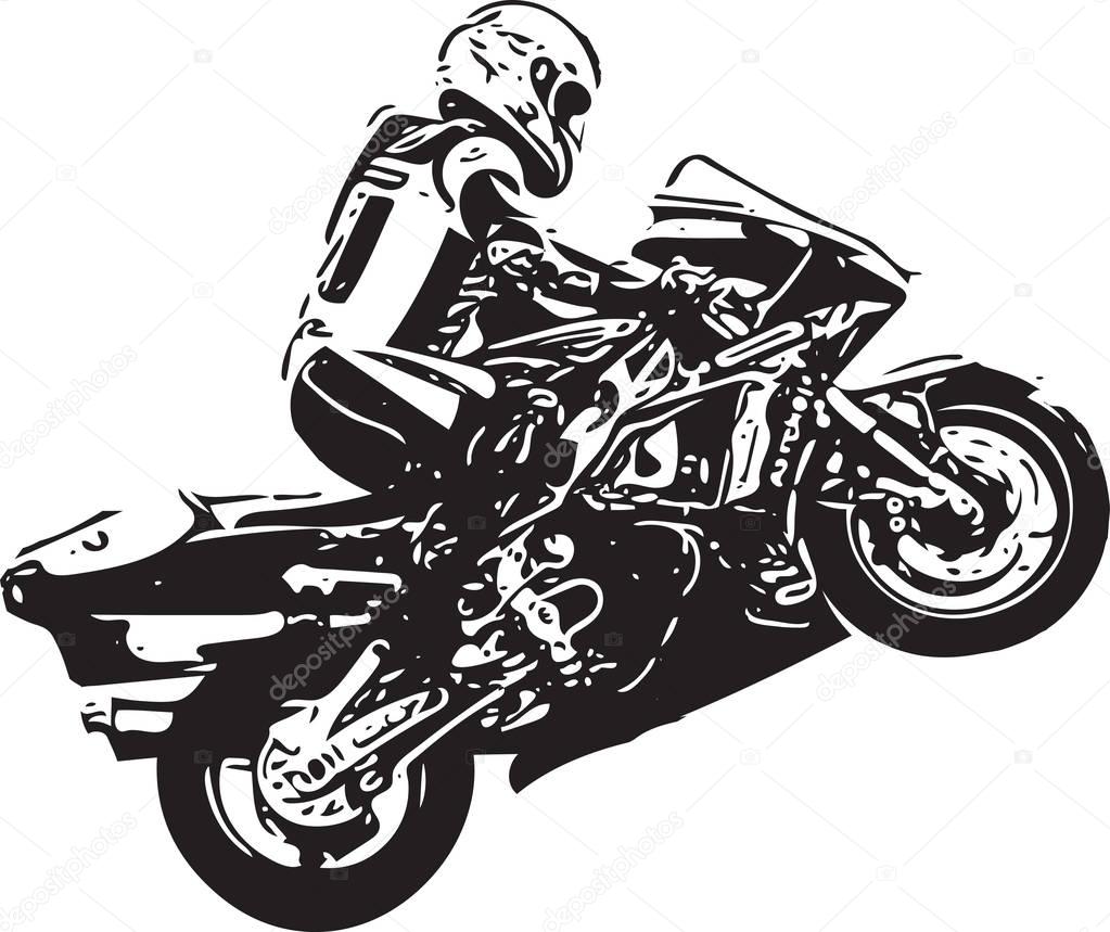 Extreme motocross racer by motorcycle on abstract background