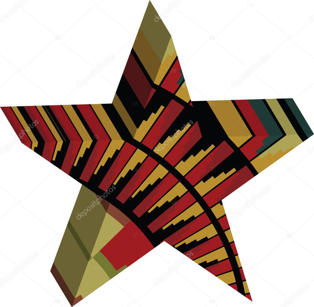 Abstract designed colorful star 3D