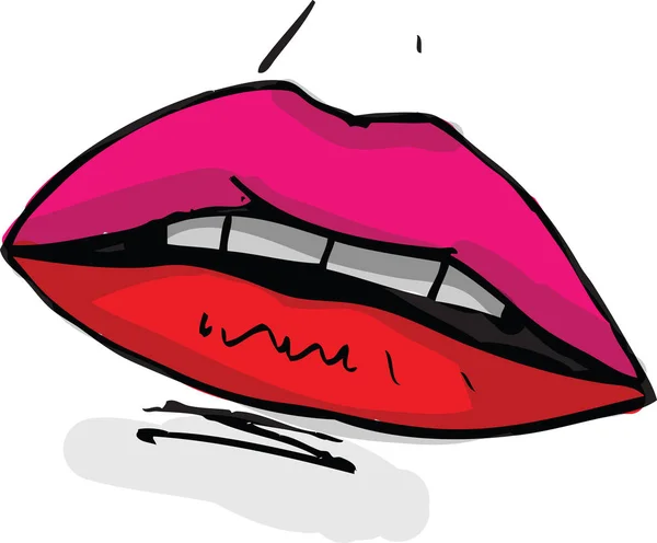 여자의 입술 스케치 그림 — 스톡 벡터