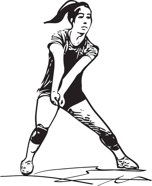 Illustration av volleybollspelare spelar — Stock vektor