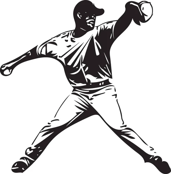 Illustrazione del giocatore di baseball che gioca — Vettoriale Stock