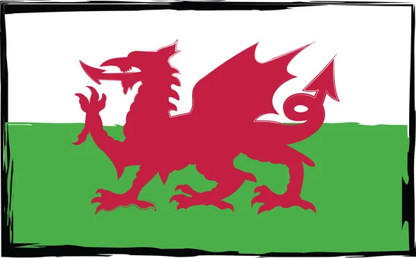 Grunge WALES bandiera o banner — Vettoriale Stock