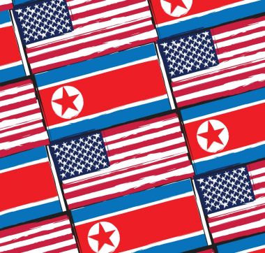 ABD ve Kuzey Kore bayrakları veya başlık illüstrasyon