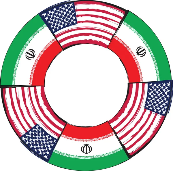 Bandiere USA e IRAN o illustrazione banner — Vettoriale Stock