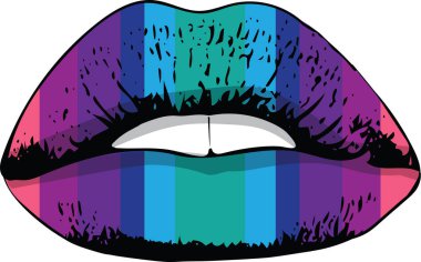Abstract colorful woman lips clipart