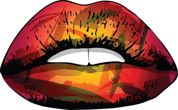 Abstrait coloré femme lèvres — Image vectorielle