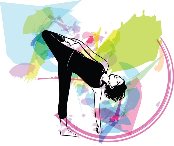 Schöne sportlich fitte Yogini-Frau übt Yoga — Stockvektor
