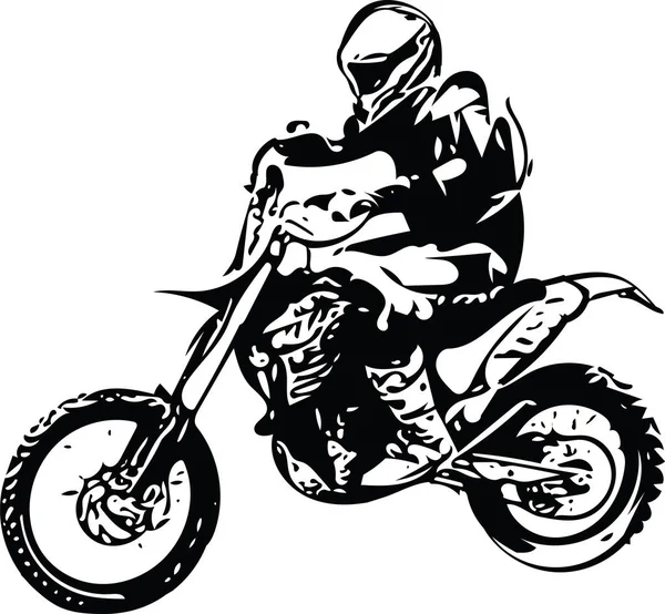 Extrem abstrakter Motocross-Rennfahrer mit dem Motorrad — Stockvektor