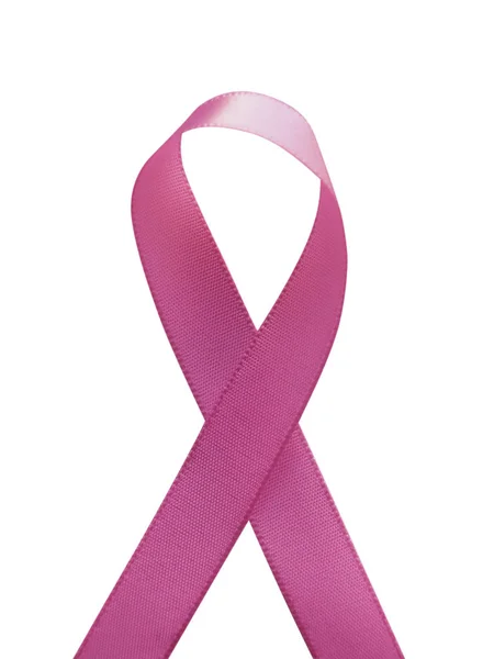 Ruban rose contre le cancer isolé sur fond blanc — Photo
