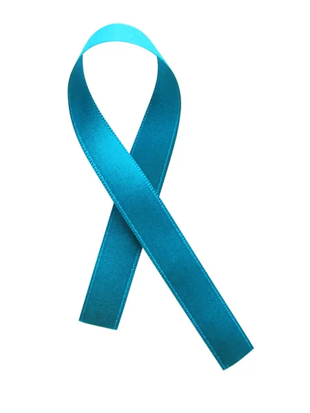 前立腺がんのリボンの意識。病気のシンボル。光の青いリブ — ストック写真