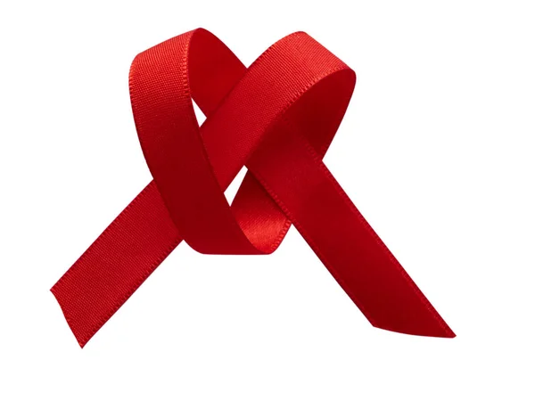 Valentine Heart Red Silk Ribbon Love Symbol — Stock Photo, Image