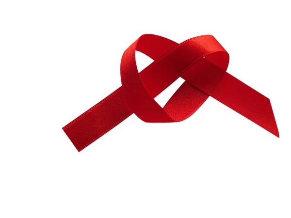 Valentine Heart Red Silk Ribbon Love Symbol — Stock Photo, Image
