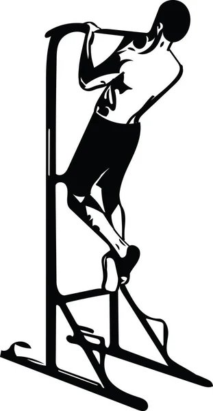 Zeichnung eines Mannes, der Crossfit Liegestütze mit trx Fitnessbändern macht — Stockvektor