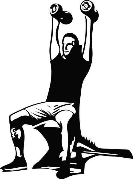 Homme avec haltère faire squats dans la salle de gym — Image vectorielle