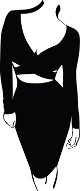 Drawing of Fashion portrait of beautiful woman in sexy dress