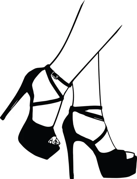Close-up de pernas de mulher Ilustração de sapatos femininos —  Vetores de Stock