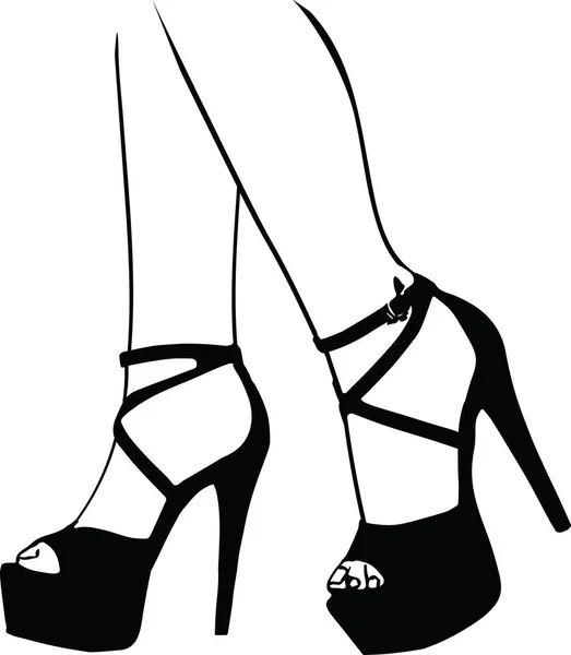 Close-up of woman legs Illustration of women's shoes — Stock vektor