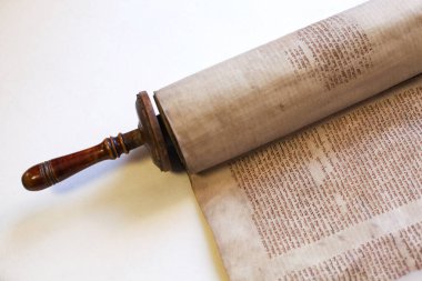 Old torah scroll book close up detail. Torah Jewish People. The Torah- the first five books of the Jewish scriptures clipart